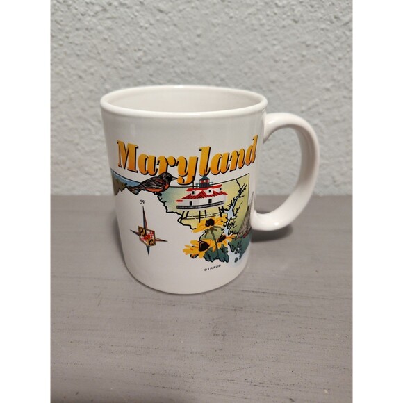 Vintage Maryland Souvenir Coffee Mug State Map Landmarks Travel Gift Cup USA - Picture 7 of 7
